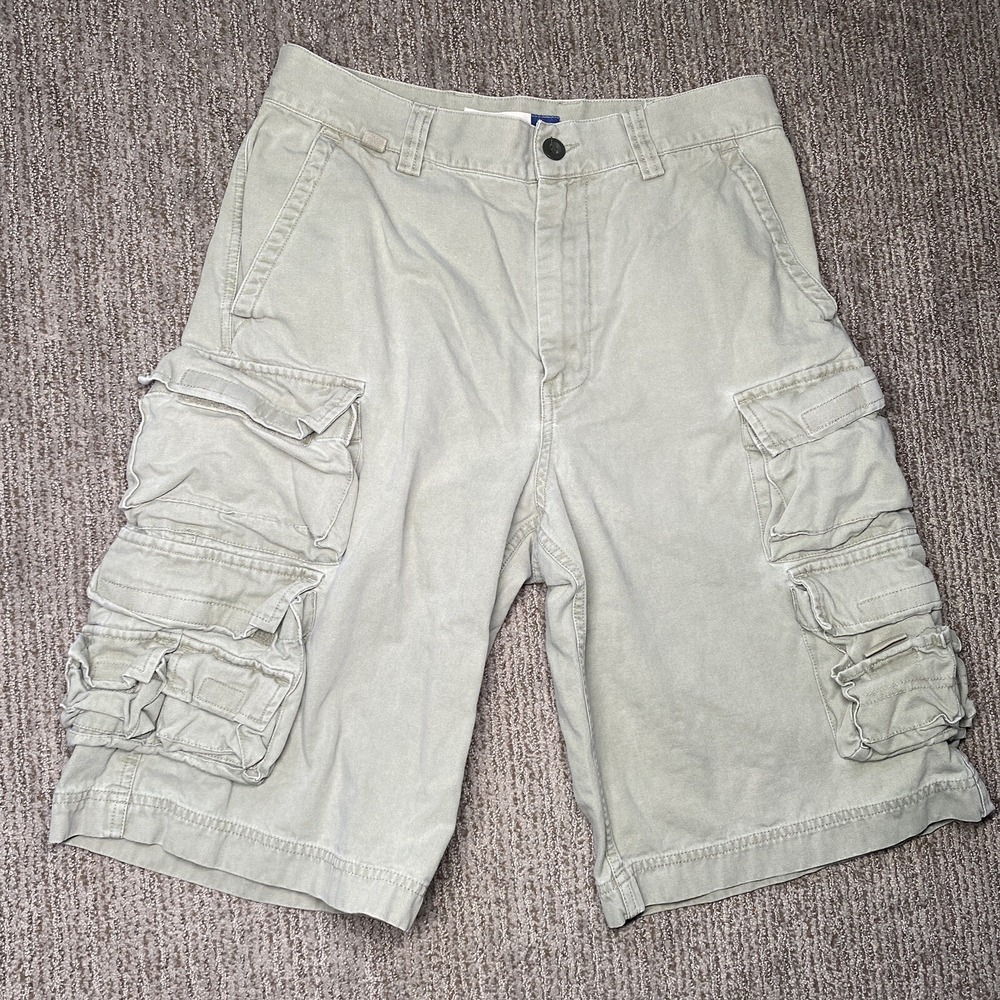 VTG Gap Mens 31 Cargo Shorts Heavyweight Canvas 100% Cotton Khaki Y2K
